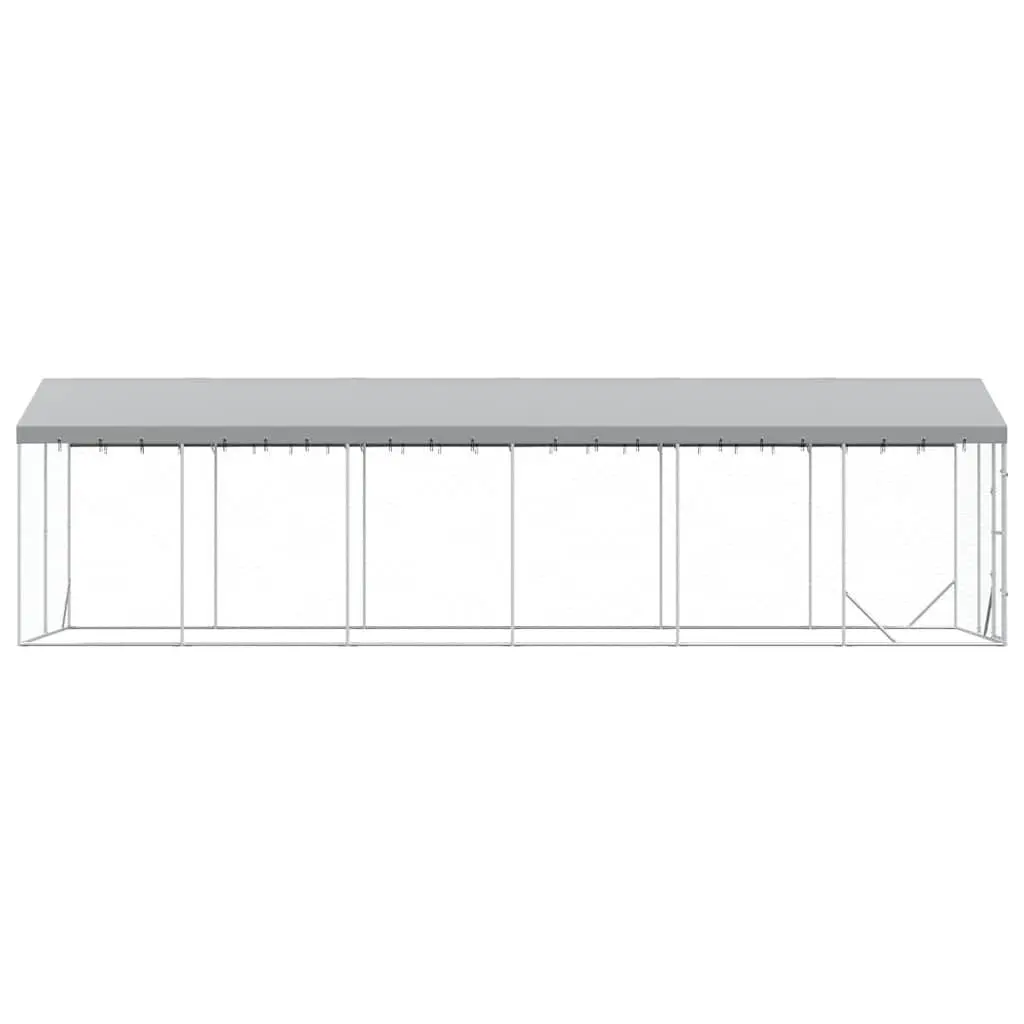 Outdoor Dog Kennel with Roof Silver 3x9x2.5m Galvanised Steel Enclosure Run