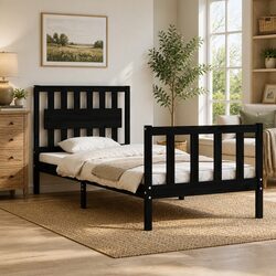 Black Bed Frame 90x190 cm for Any Bedroom
