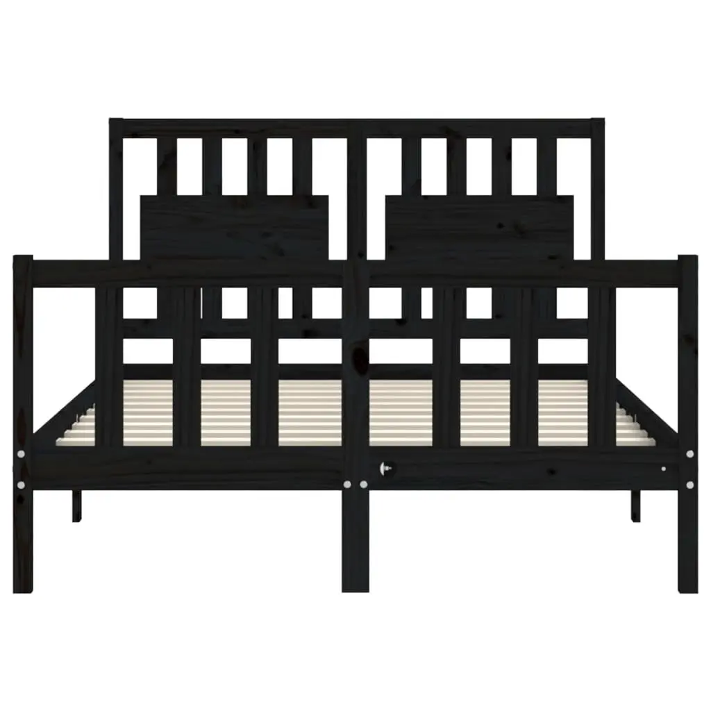 Solid Wood Pine Bed Frame 135x190 cm Black