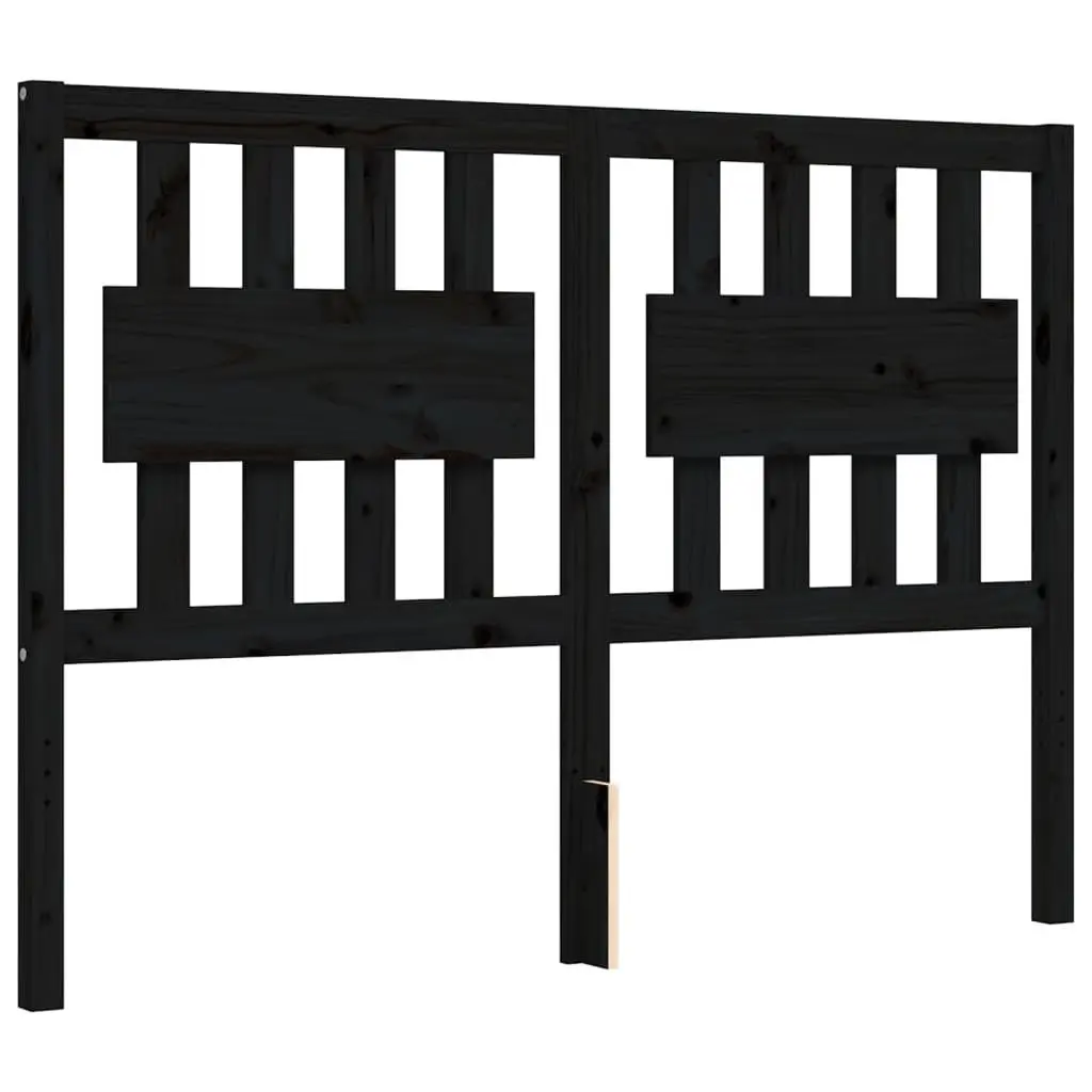 Solid Wood Pine Bed Frame 135x190 cm Black