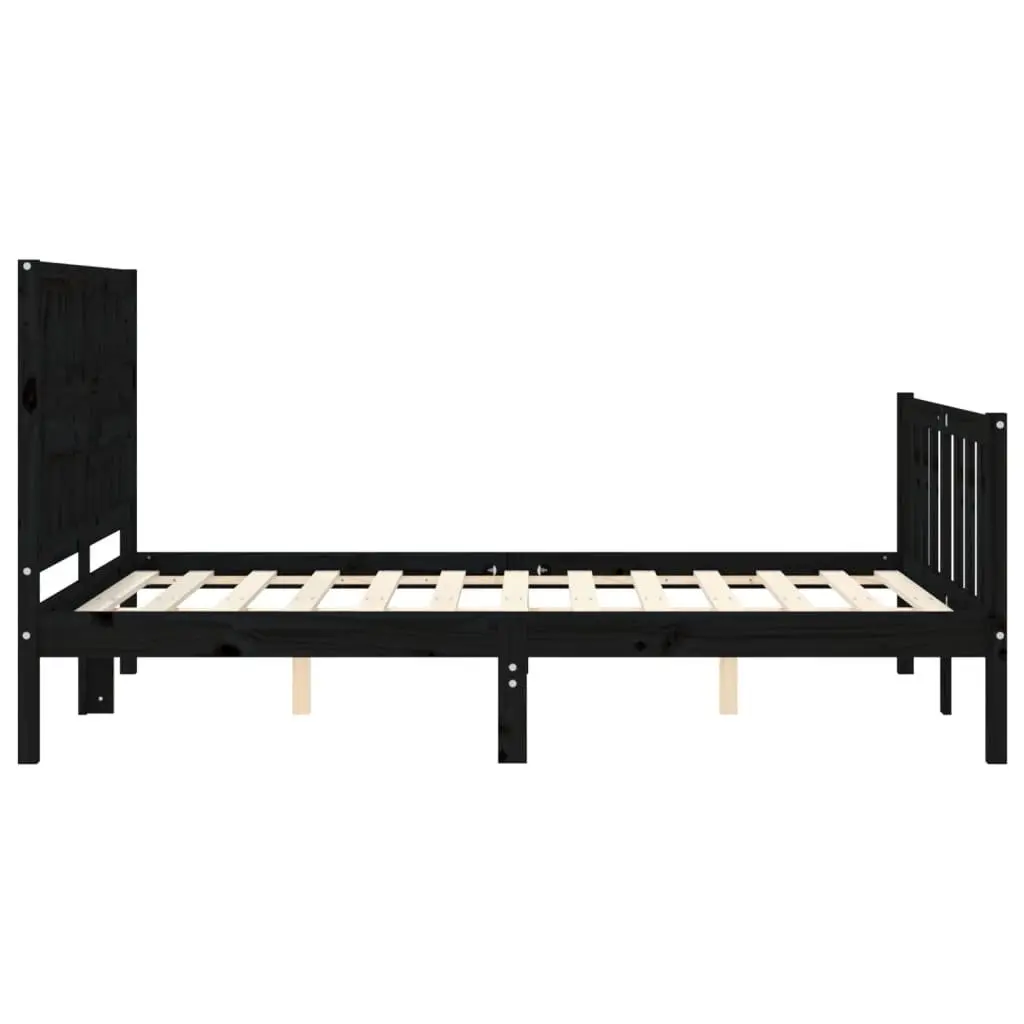 Solid Wood Pine Bed Frame 135x190 cm Black