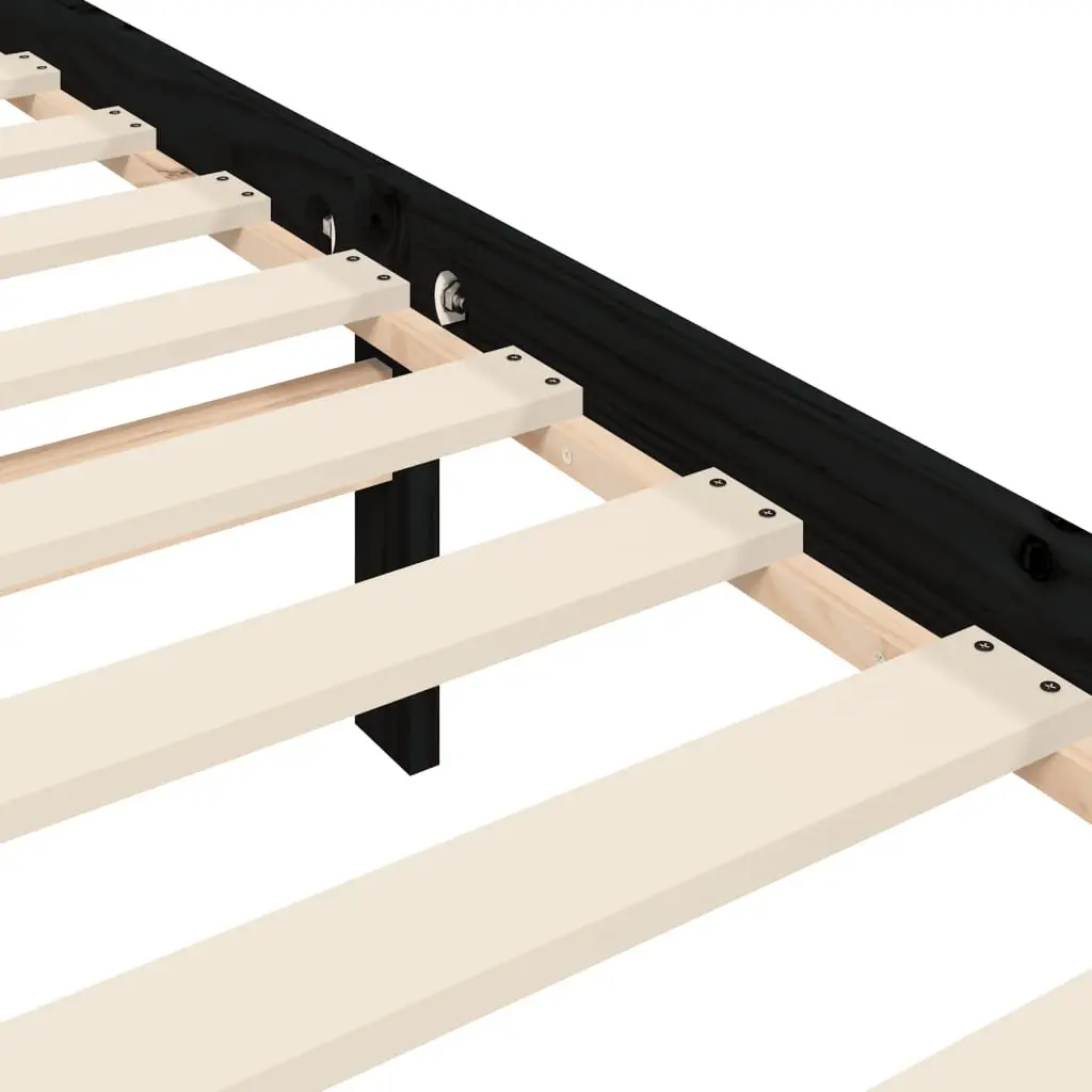 Solid Wood Pine Bed Frame 135x190 cm Black
