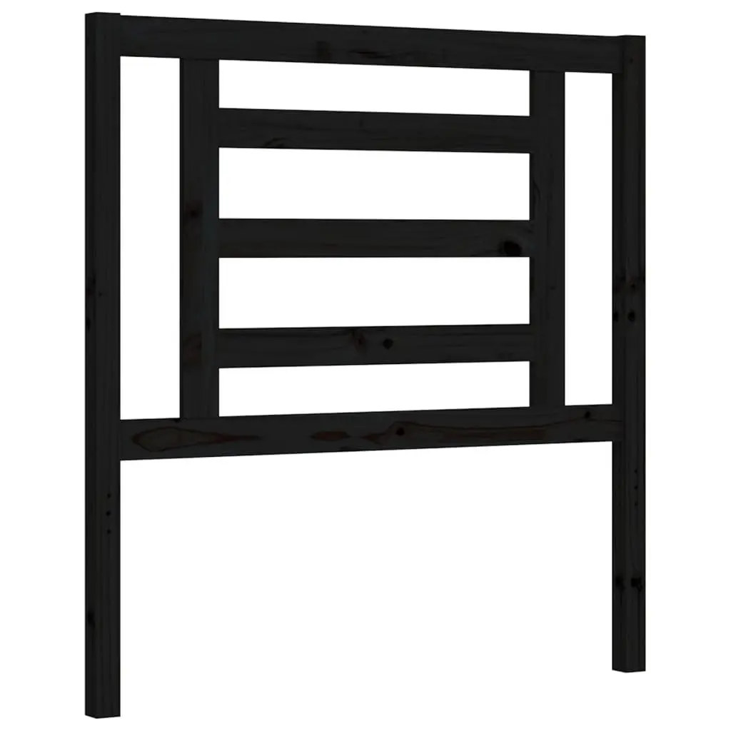 Bed Frame Solid Pine Wood Black 90x190 cm with Plywood Slats Headboard