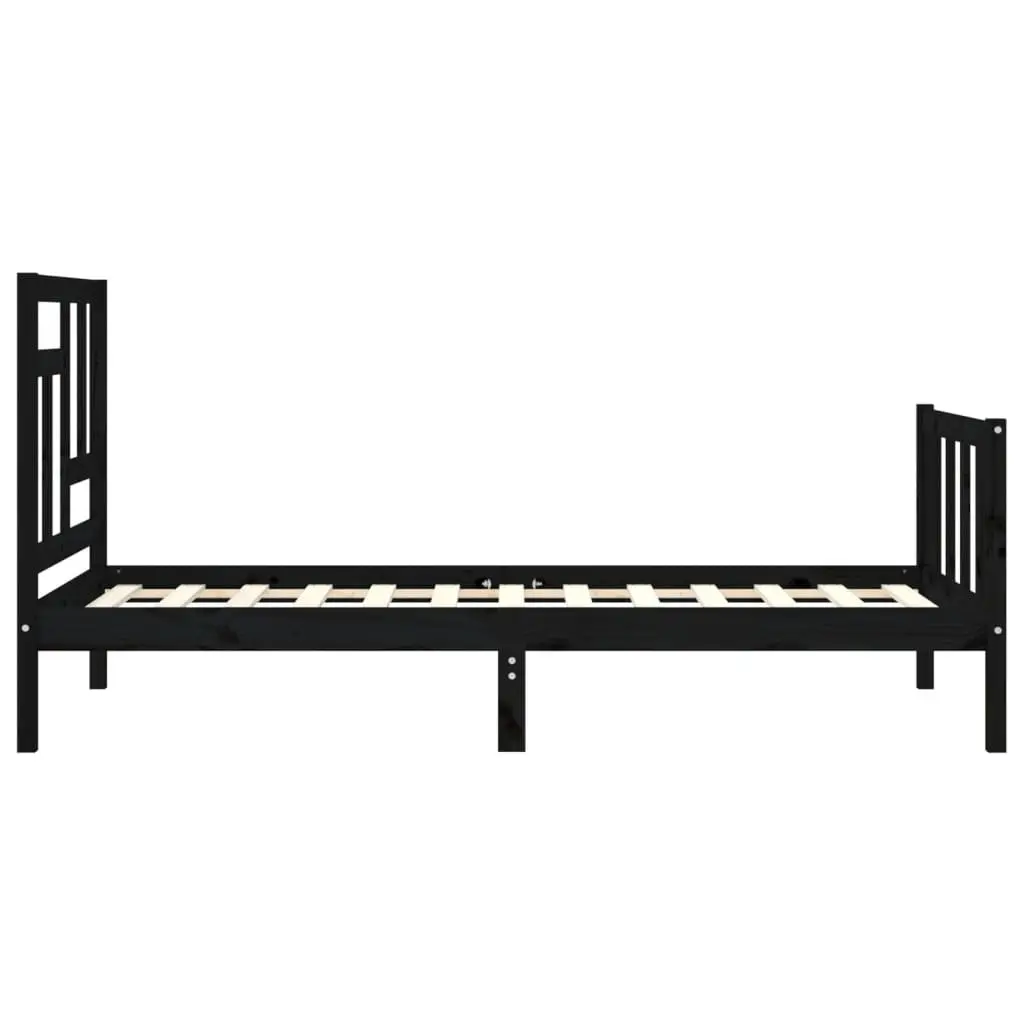 Solid Wood Bed Frame Pine 90x190 cm Black Single Wooden Bedroom Furniture
