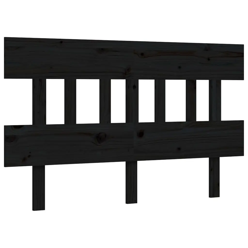Solid Wood Pine Bed Frame 135x190 cm Black Wooden Bedroom Furniture Headboard