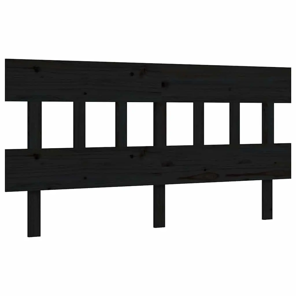 Black Bed Frame Solid Pine Wood 150x200cm with Headboard and Footboard