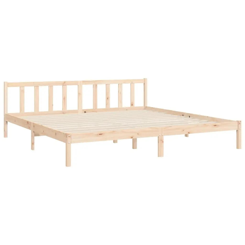 King Bed Frame 183x203 cm Solid Pine Wood Wooden Bedroom Furniture Slats
