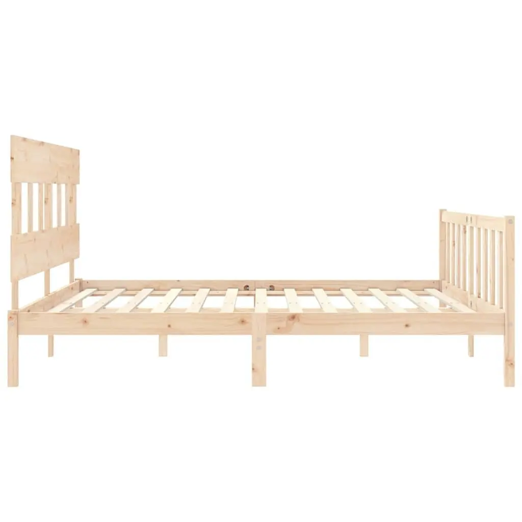 King Bed Frame 183x203 cm Solid Pine Wood Wooden Bedroom Furniture Slats