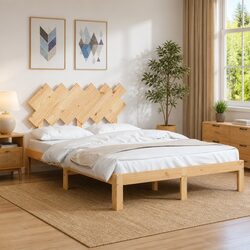 Functional Solid Wood Bed Frame 135x190 cm for Daily Use