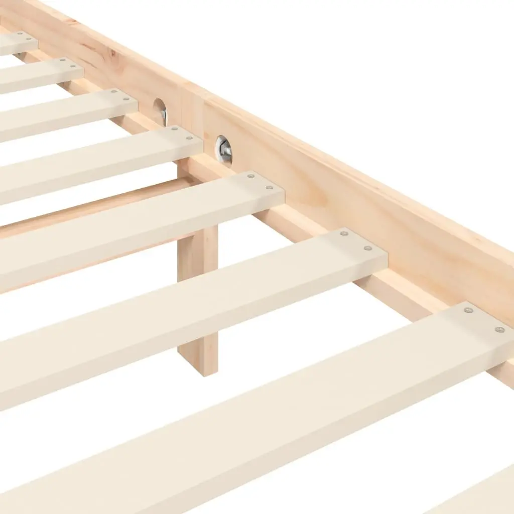 Solid Wood Bed Frame 135x190 cm Pine Wooden Bedroom Furniture with Headboard