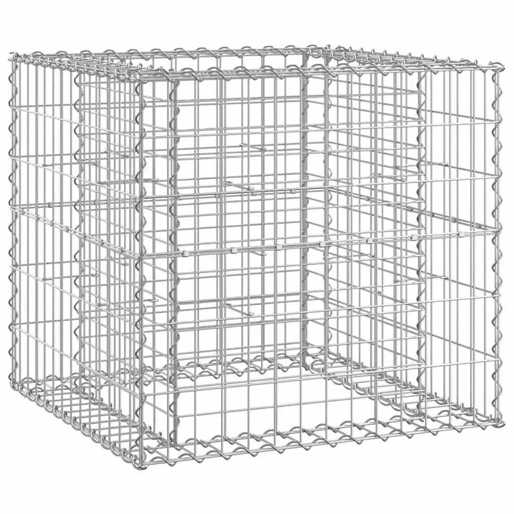 Garden Bench Solid Pinewood with Galvanised Steel Gabion Basket Base Outdoor Brown
