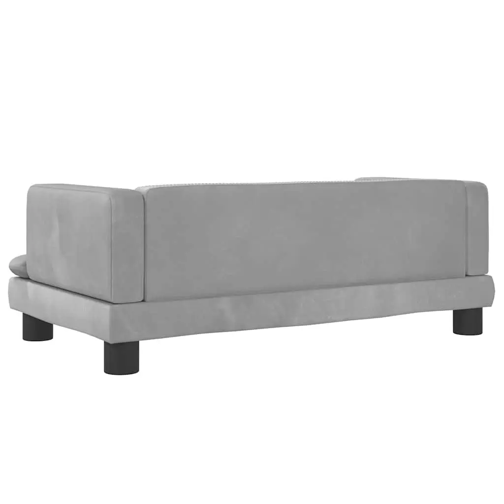 Kids Sofa Velvet Light Grey Padded Children's Couch 80 x 45 x 30 cm