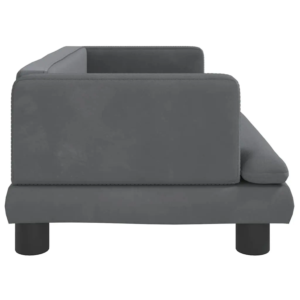 Kids Sofa Velvet Grey 80x45x30cm Padded Pine Wood Frame
