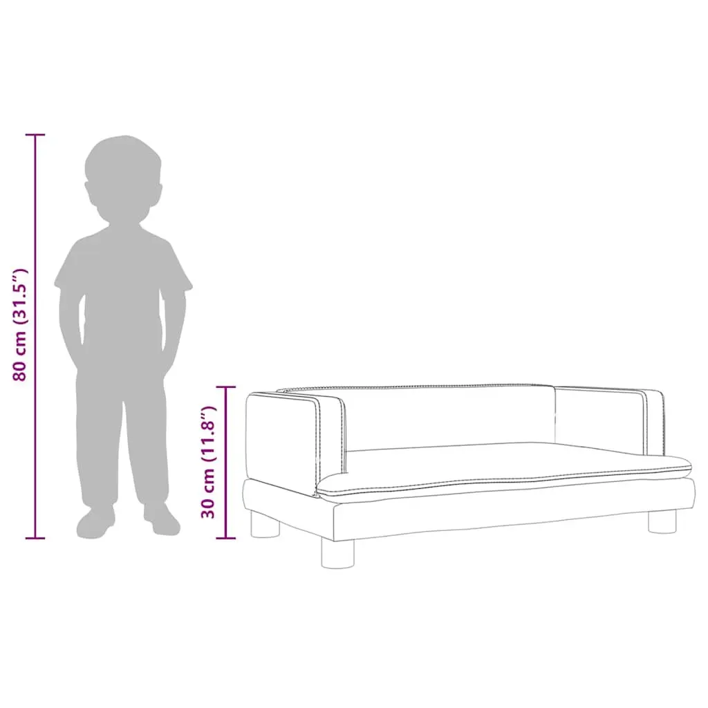 Kids Sofa Velvet Grey 80x45x30cm Padded Pine Wood Frame