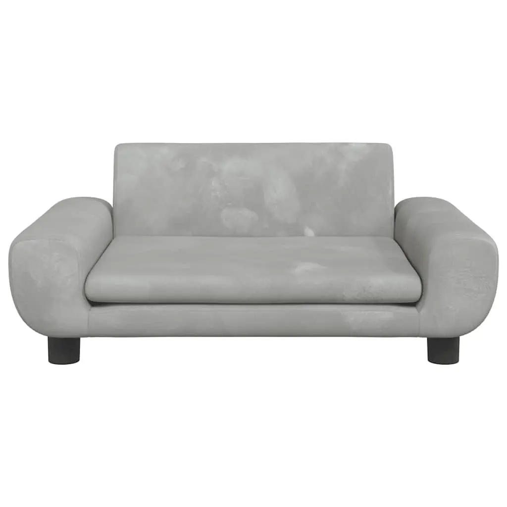 Kids Sofa Velvet Padded Grey 70 x 45 x 33 cm