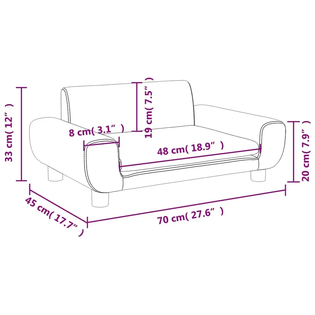 Kids Sofa Velvet Padded Grey 70 x 45 x 33 cm