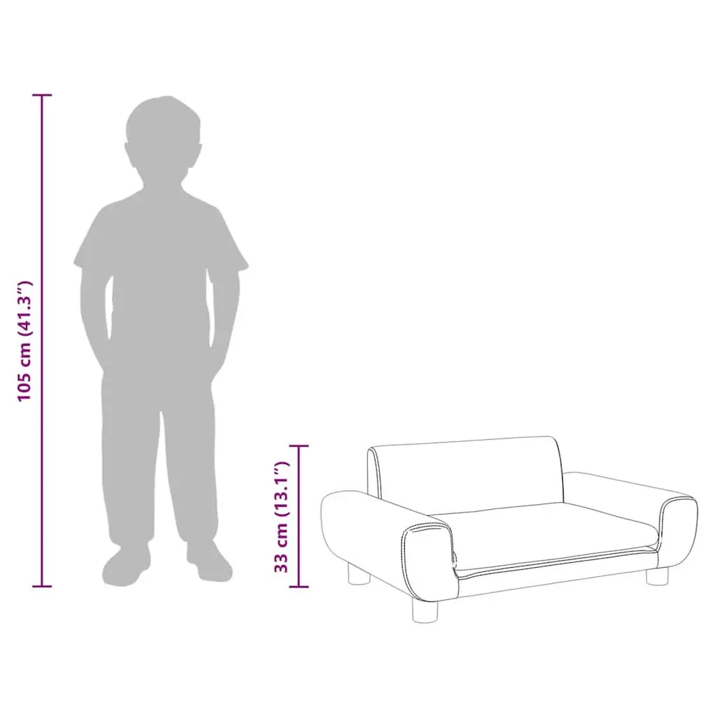 Kids Sofa Velvet Padded Grey 70 x 45 x 33 cm