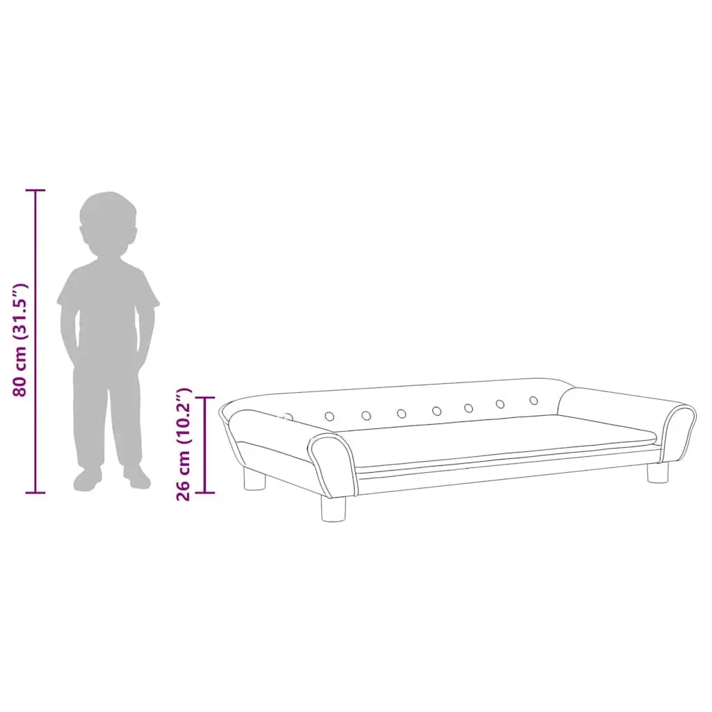 Kids Sofa Velvet Grey Padded Children's Couch 100 x 50 x 26 cm