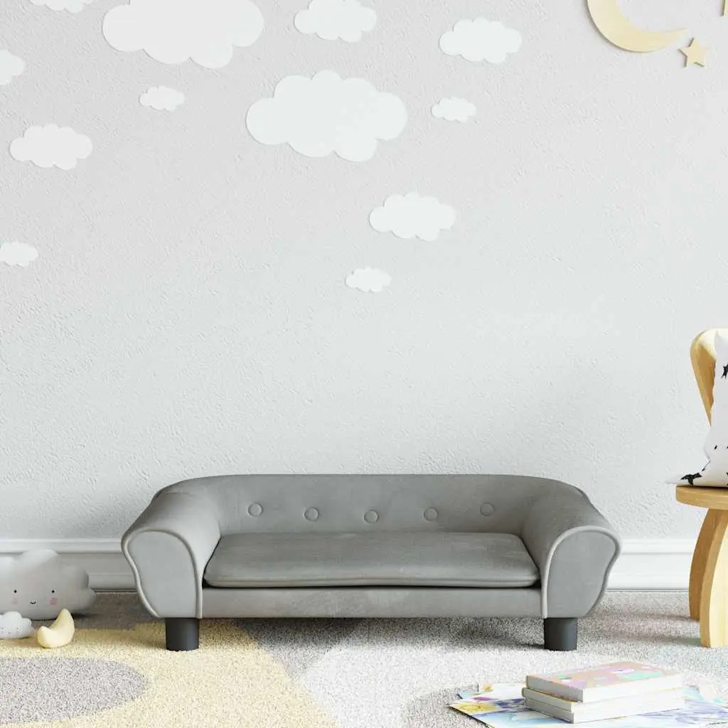 Kids Sofa Velvet Light Grey Padded Children's Couch Furniture Lounger Seat 70 x 45 x 26 cm