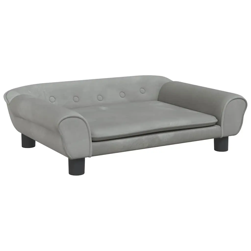 Kids Sofa Velvet Light Grey Padded Children's Couch Furniture Lounger Seat 70 x 45 x 26 cm