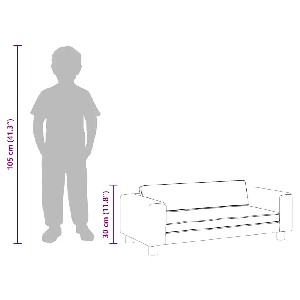 Kids Sofa Velvet Padded Light Grey with Footstool Pine Wood Frame