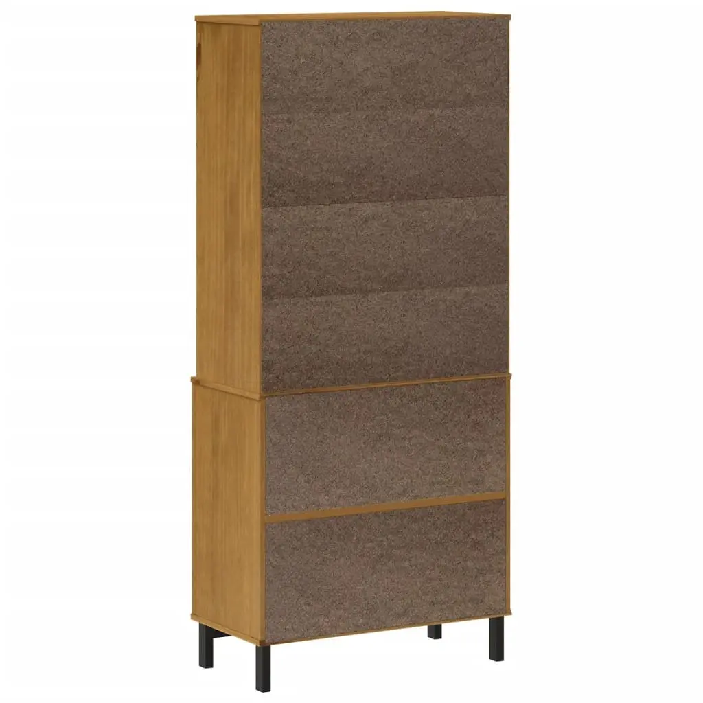 Highboard Storage Cabinet with Glass Doors Shelves Drawers Solid Pine Wood
