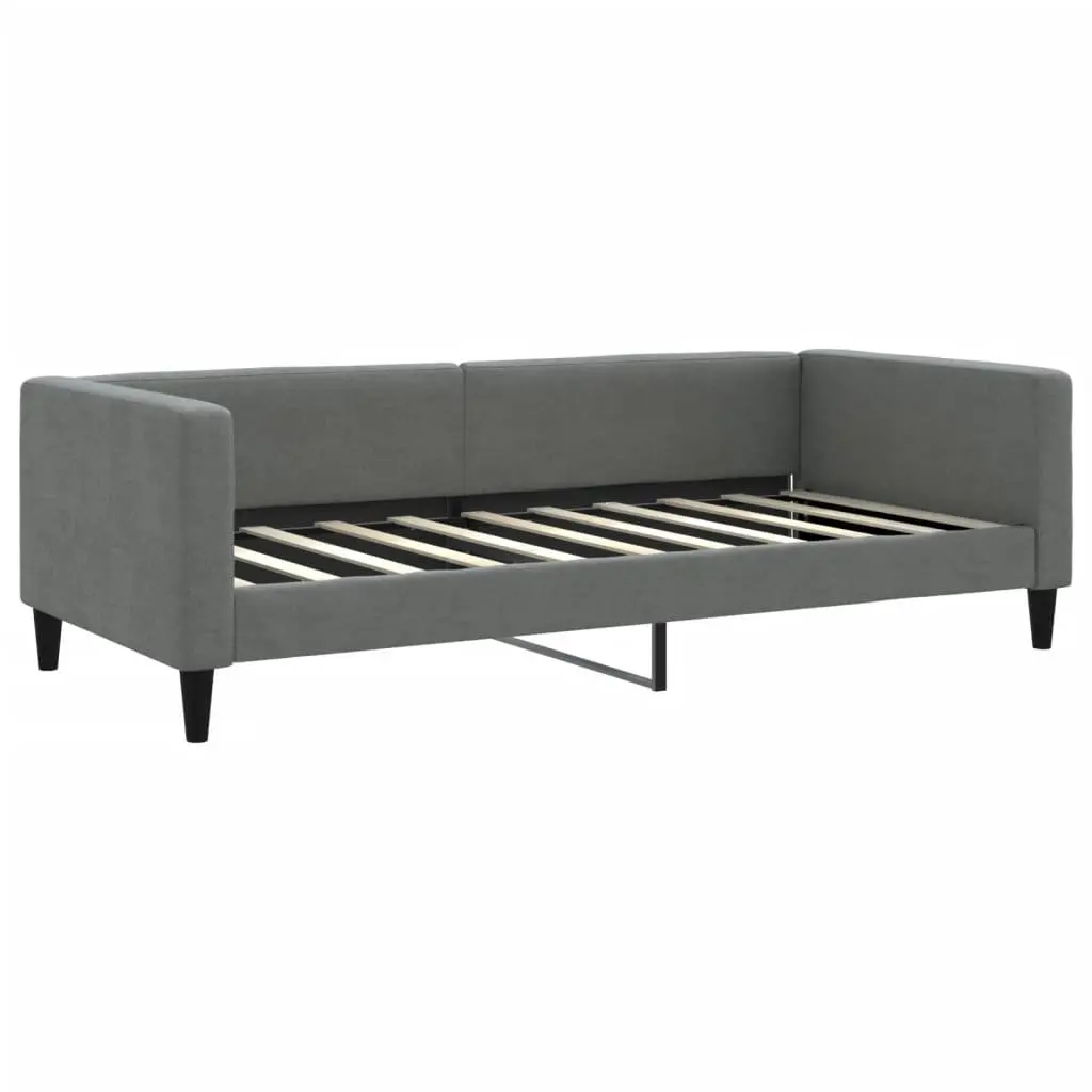 Daybed with Trundle Fabric Upholstery Wooden and Metal Frame Grey 90x190 cm