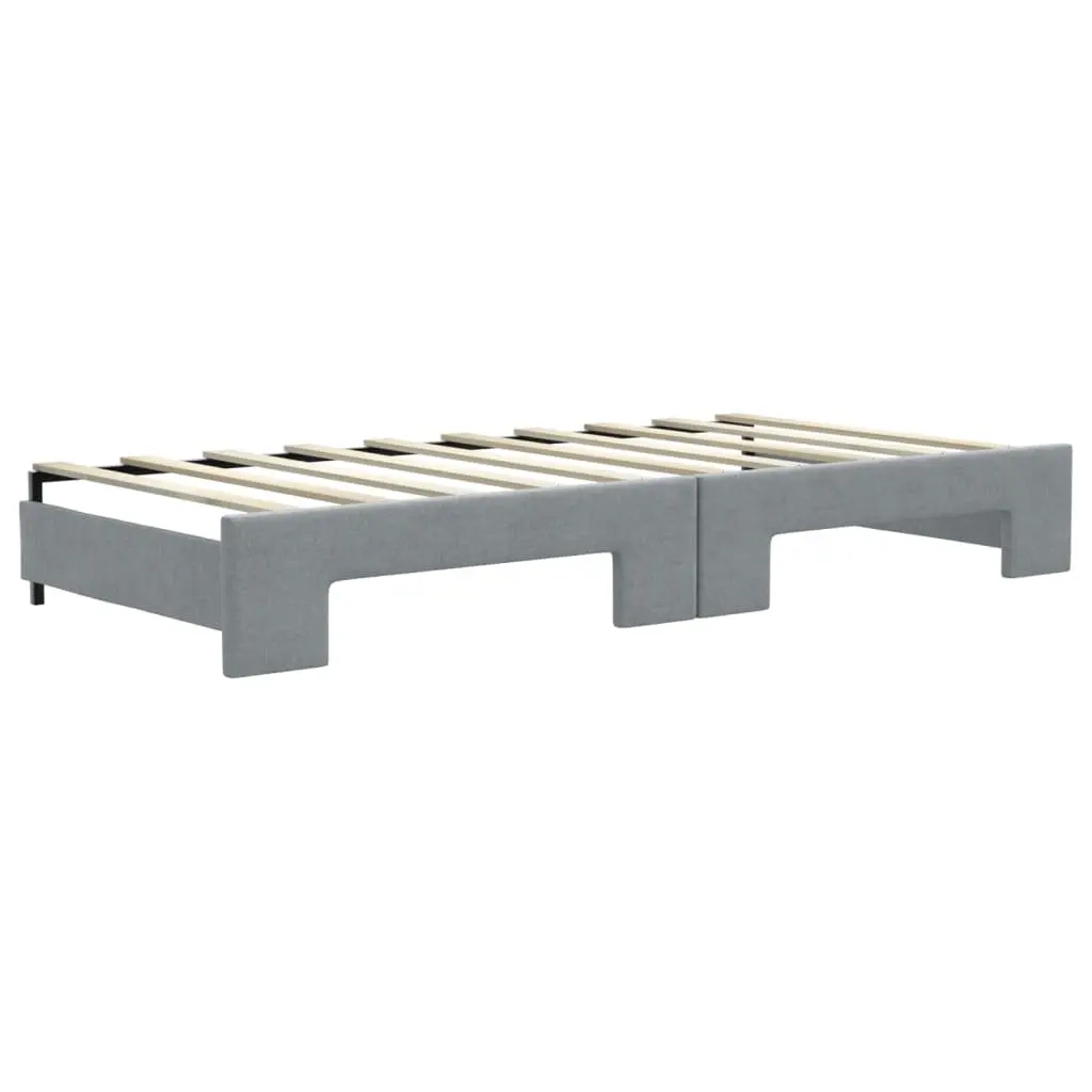 Daybed Sofa Bed with Trundle and Storage Drawers Wooden and Metal 90x190cm Grey
