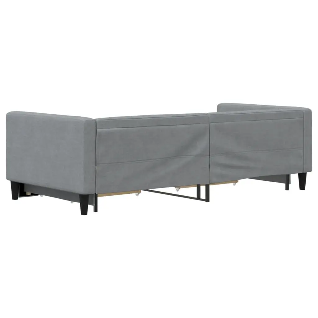 Daybed Sofa Bed with Trundle and Storage Drawers Wooden and Metal 90x190cm Grey