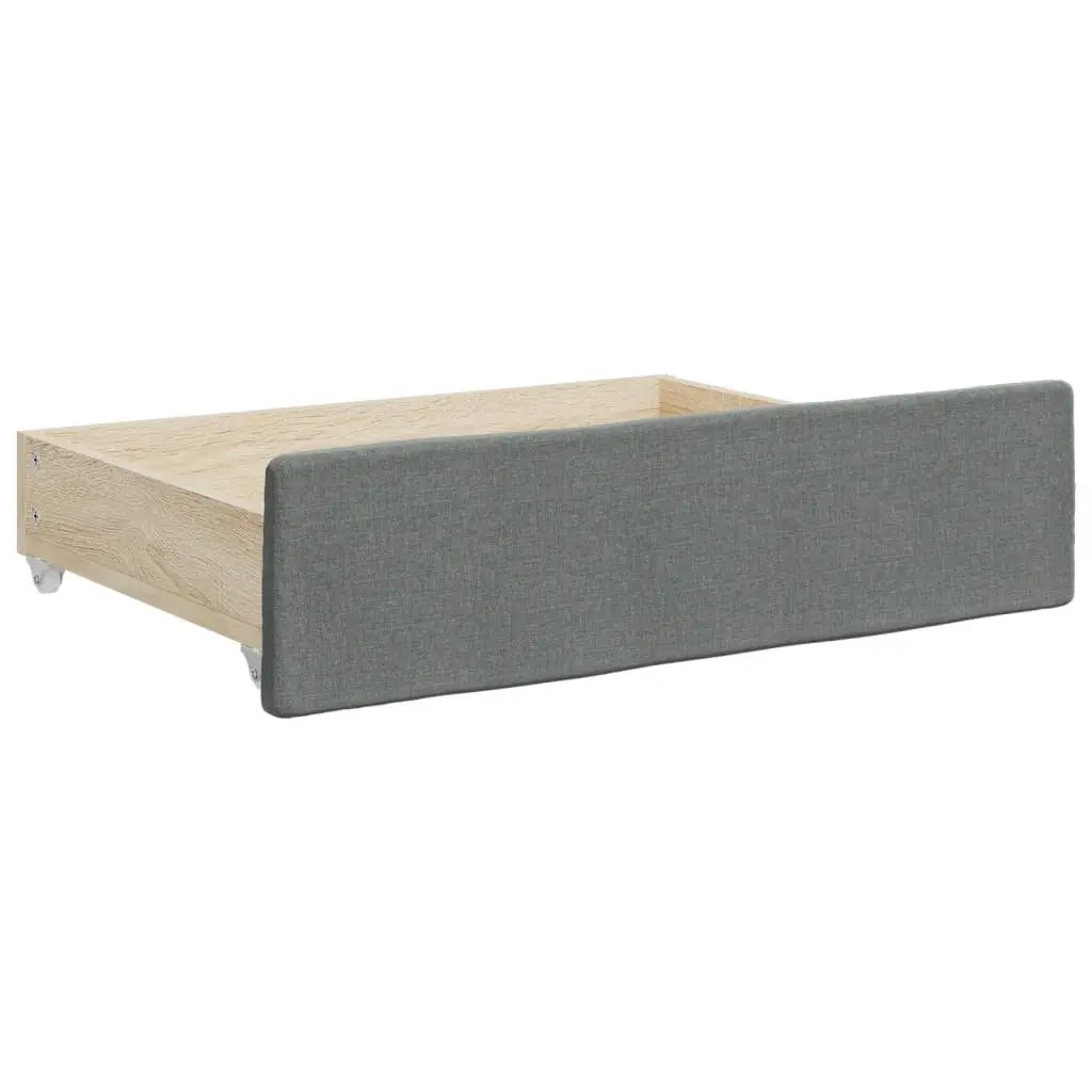 Daybed with Trundle Bed and Storage Drawers Wood and Metal Frame 90x190cm Grey