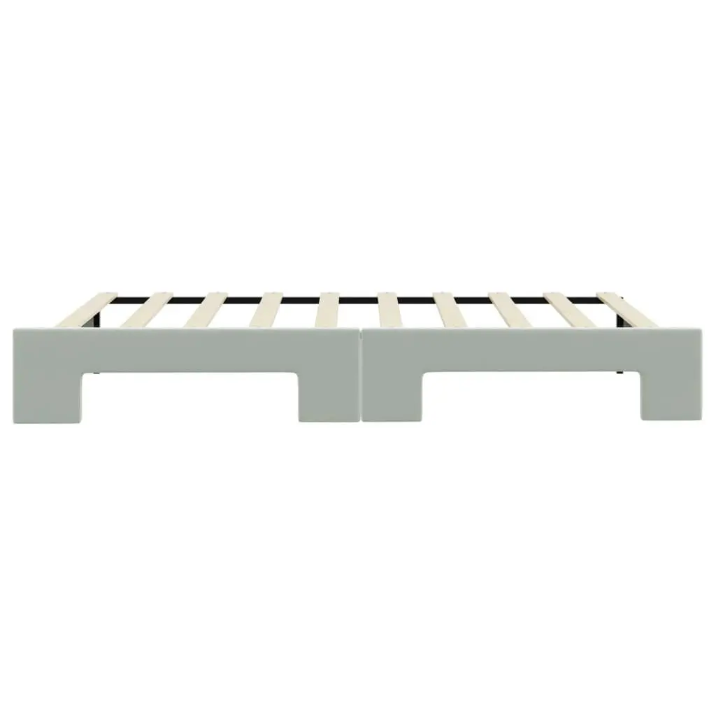 Daybed with Trundle Wooden and Metal Frame 90x190cm Grey Velvet