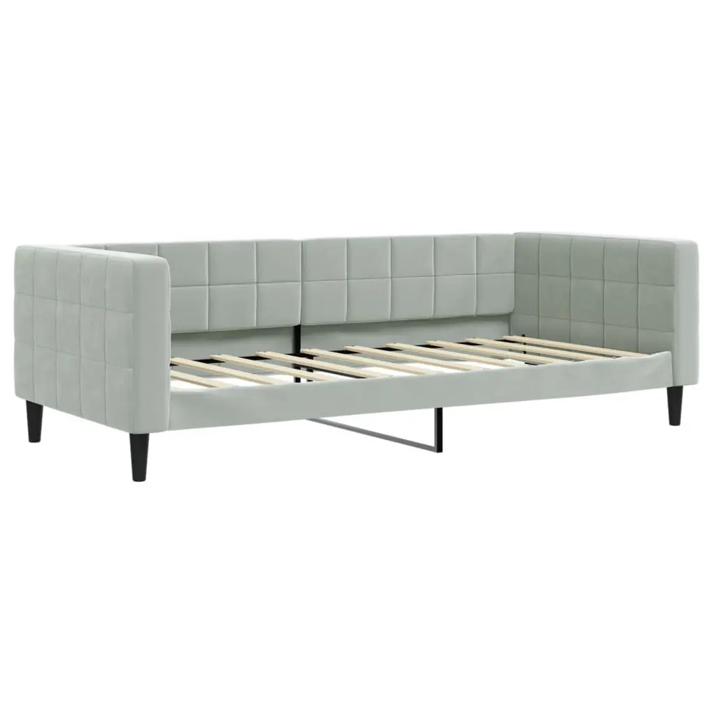 Daybed with Trundle Wooden and Metal Frame 90x190cm Grey Velvet