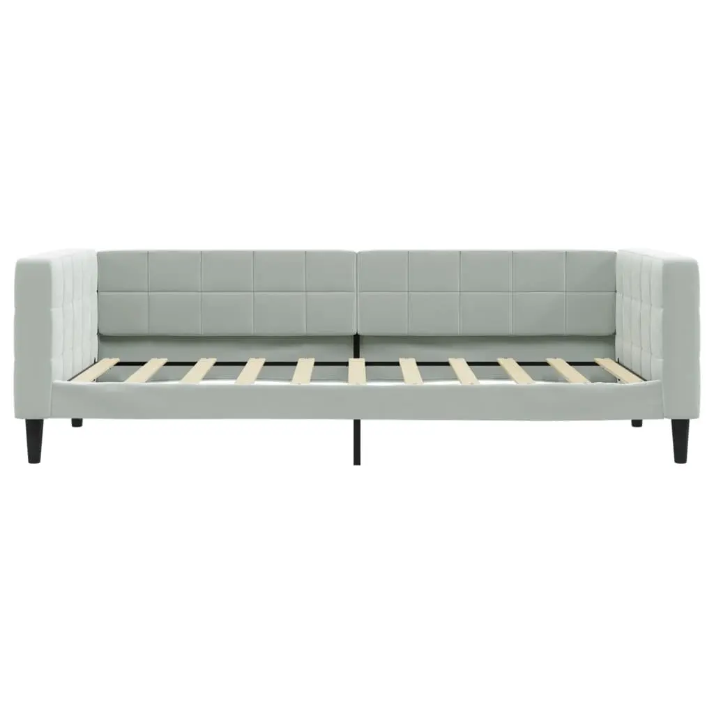 Daybed with Trundle Wooden and Metal Frame 90x190cm Grey Velvet