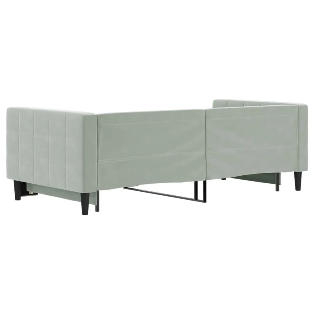 Daybed with Trundle Wooden and Metal Frame 90x190cm Grey Velvet