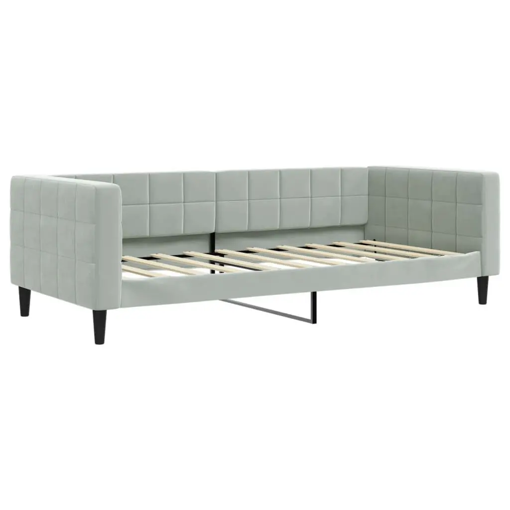 Daybed with Trundle and Storage Drawers Wood and Metal 90x190 cm Grey Velvet