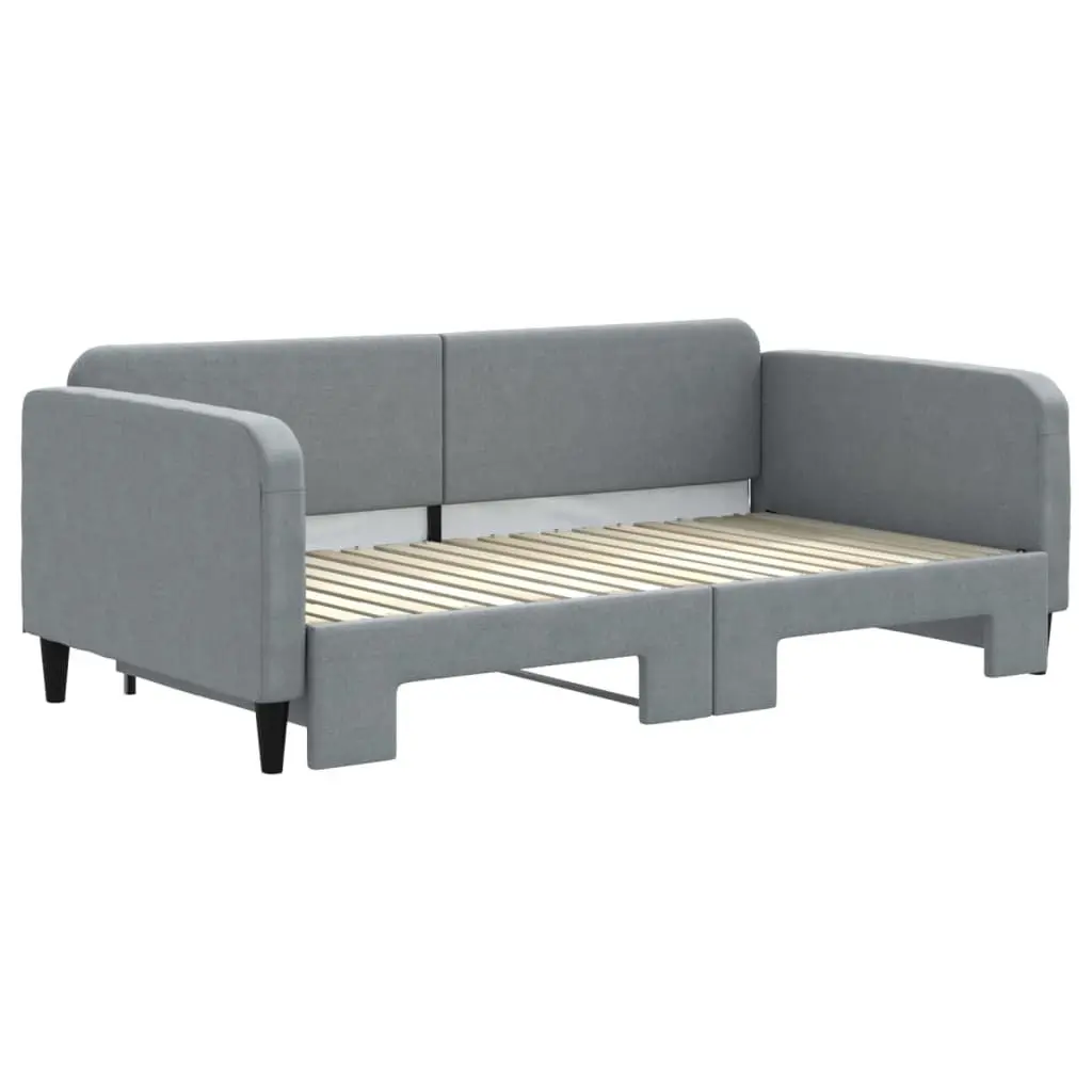 Daybed Sofa Bed with Trundle Wooden and Metal Frame 90 x 190 cm Grey