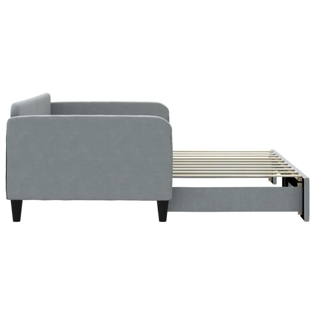 Daybed Sofa Bed with Trundle Wooden and Metal Frame 90 x 190 cm Grey