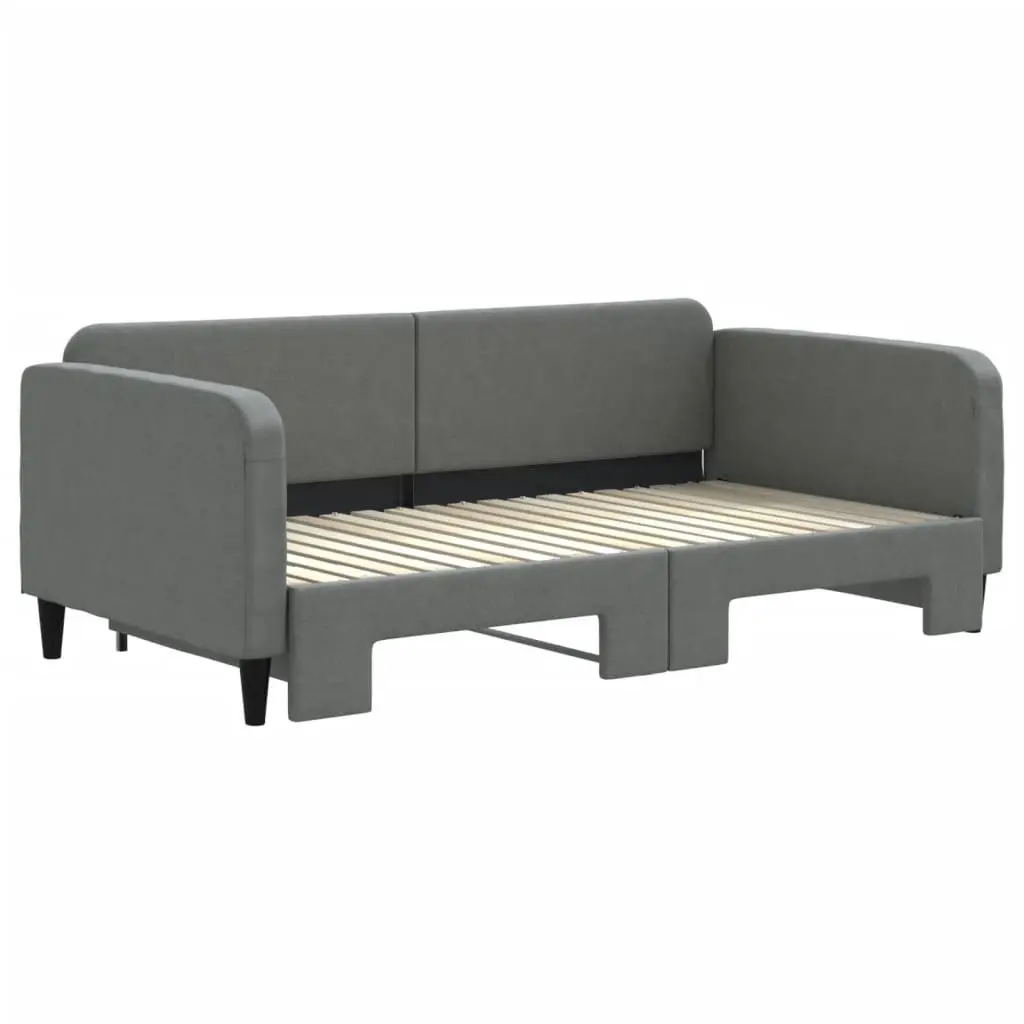 Daybed Frame with Trundle Wooden and Metal Grey 90x190 cm