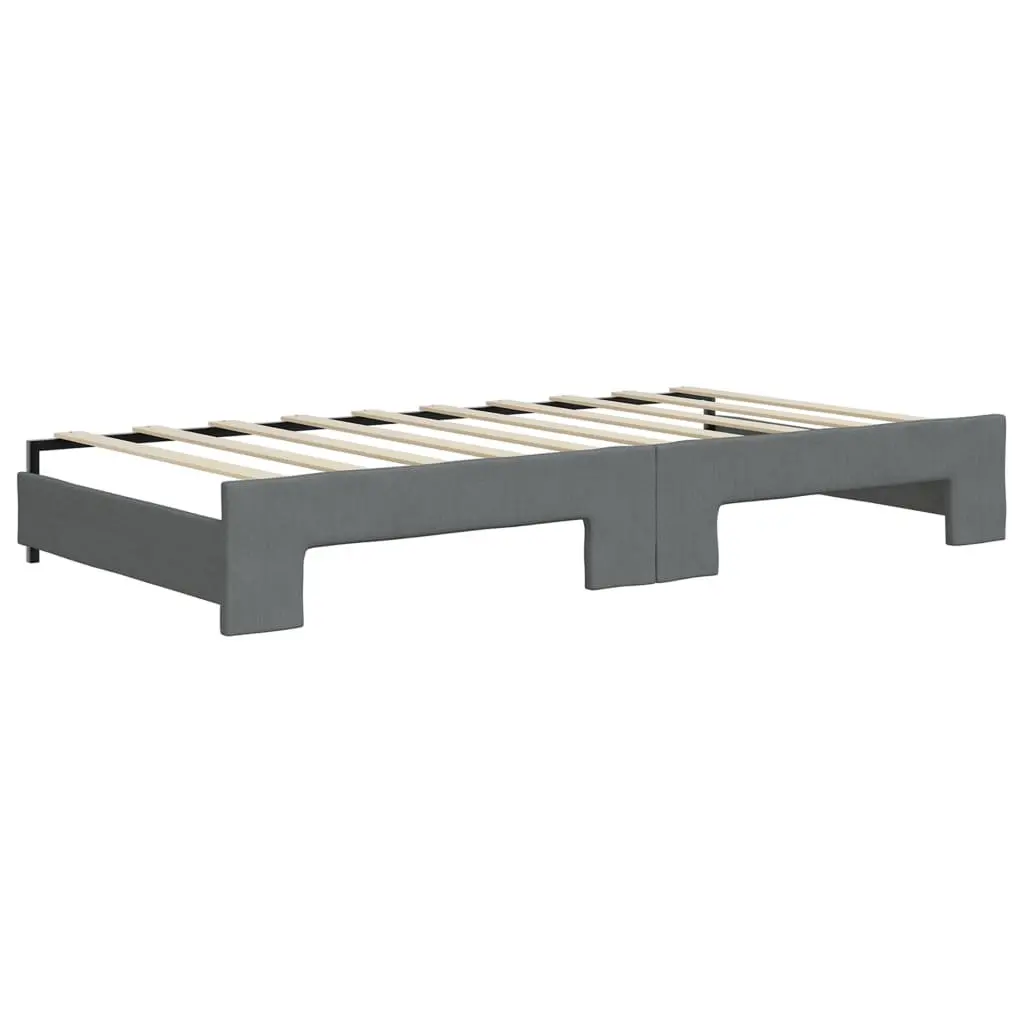 Daybed Frame with Trundle Wooden and Metal Grey 90x190 cm