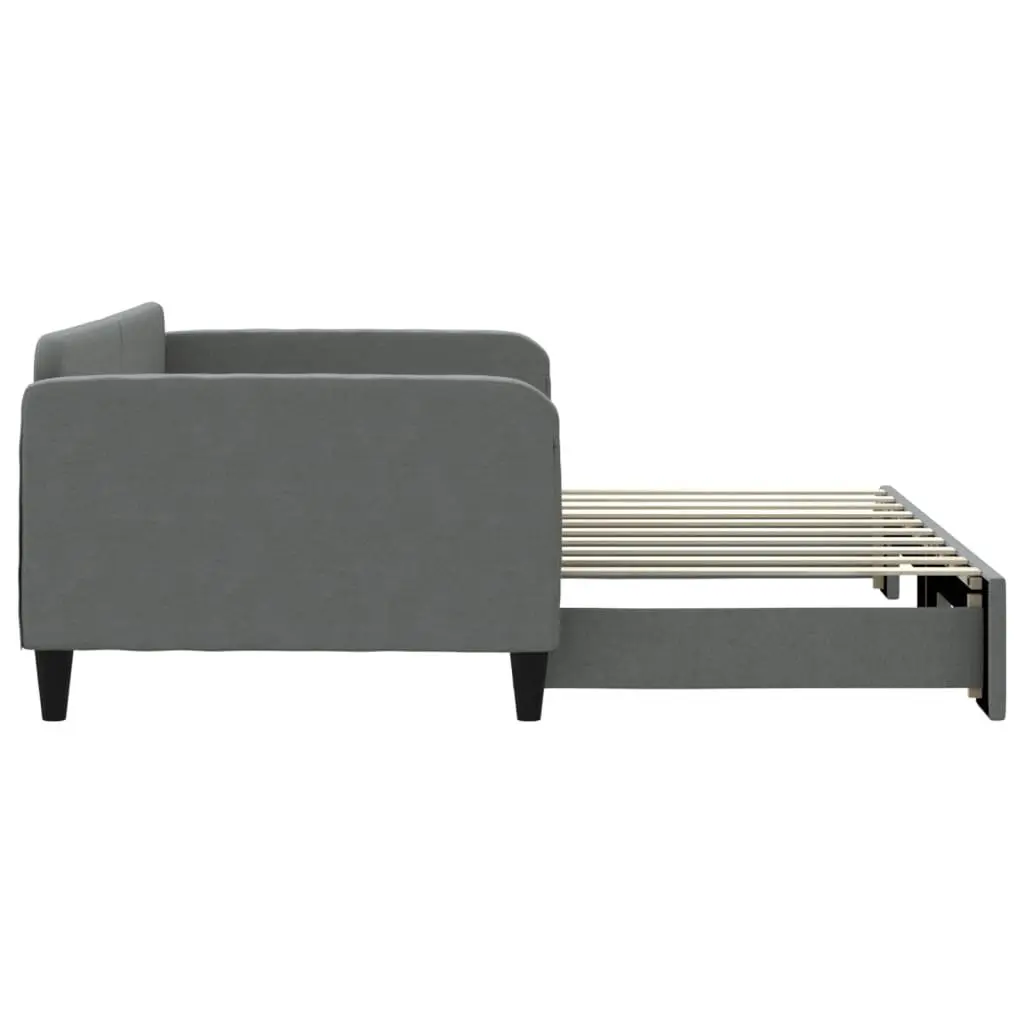 Daybed Frame with Trundle Wooden and Metal Grey 90x190 cm