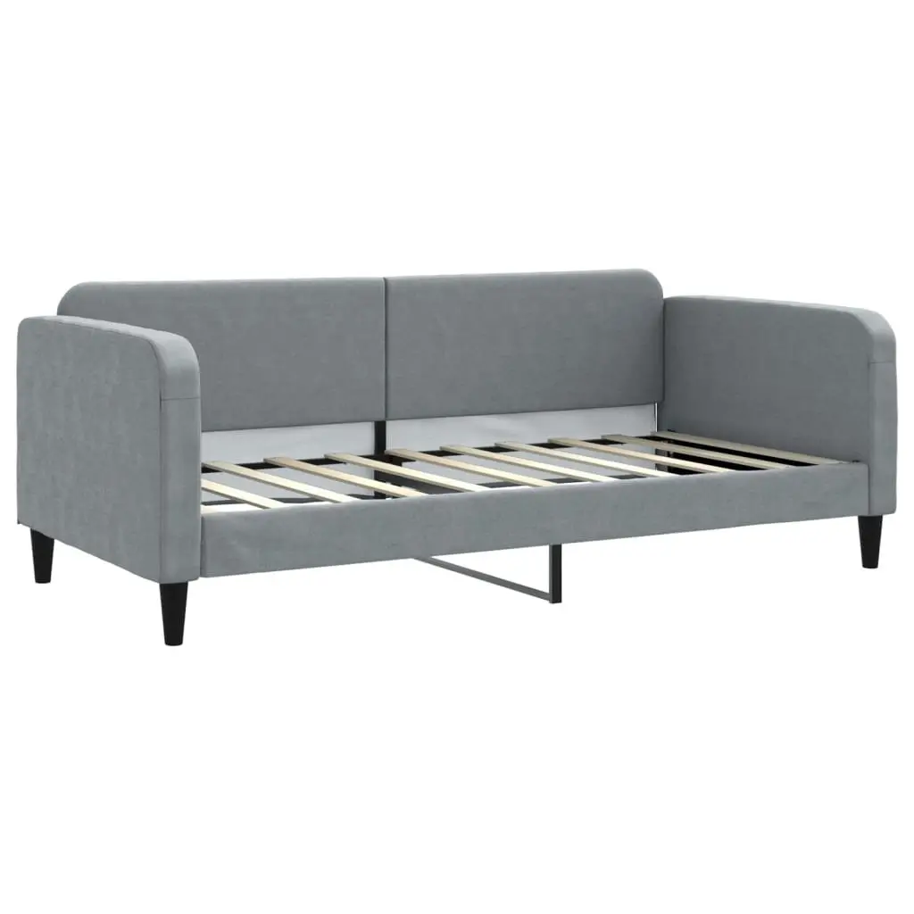 Daybed Sofa Bed with Trundle and Storage Drawers Wooden Frame Metal Supports Grey