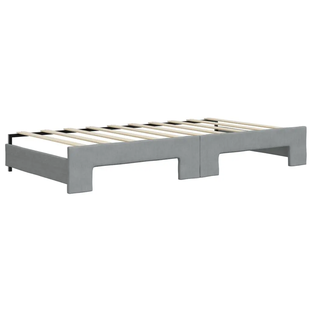 Daybed Sofa Bed with Trundle and Storage Drawers Wooden Frame Metal Supports Grey