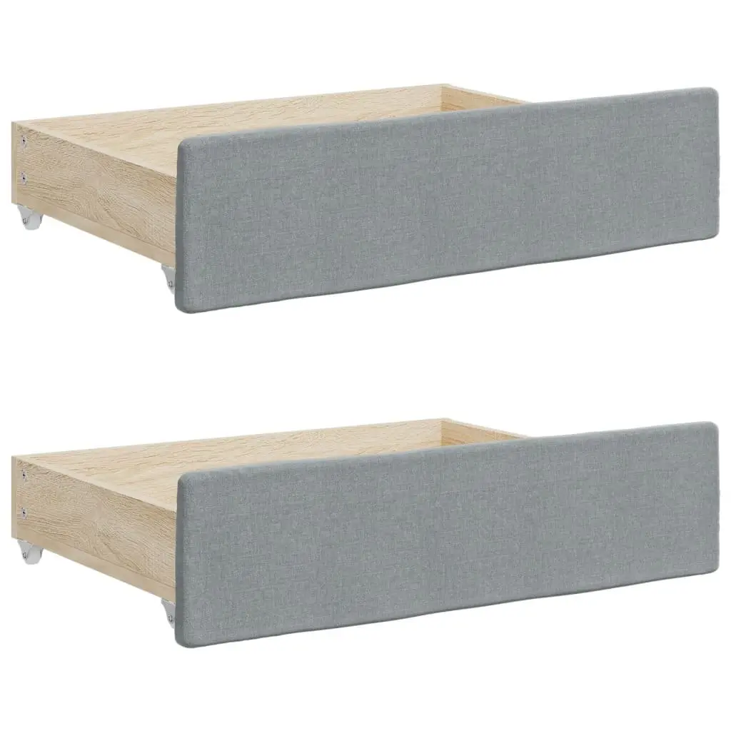 Daybed Sofa Bed with Trundle and Storage Drawers Wooden Frame Metal Supports Grey