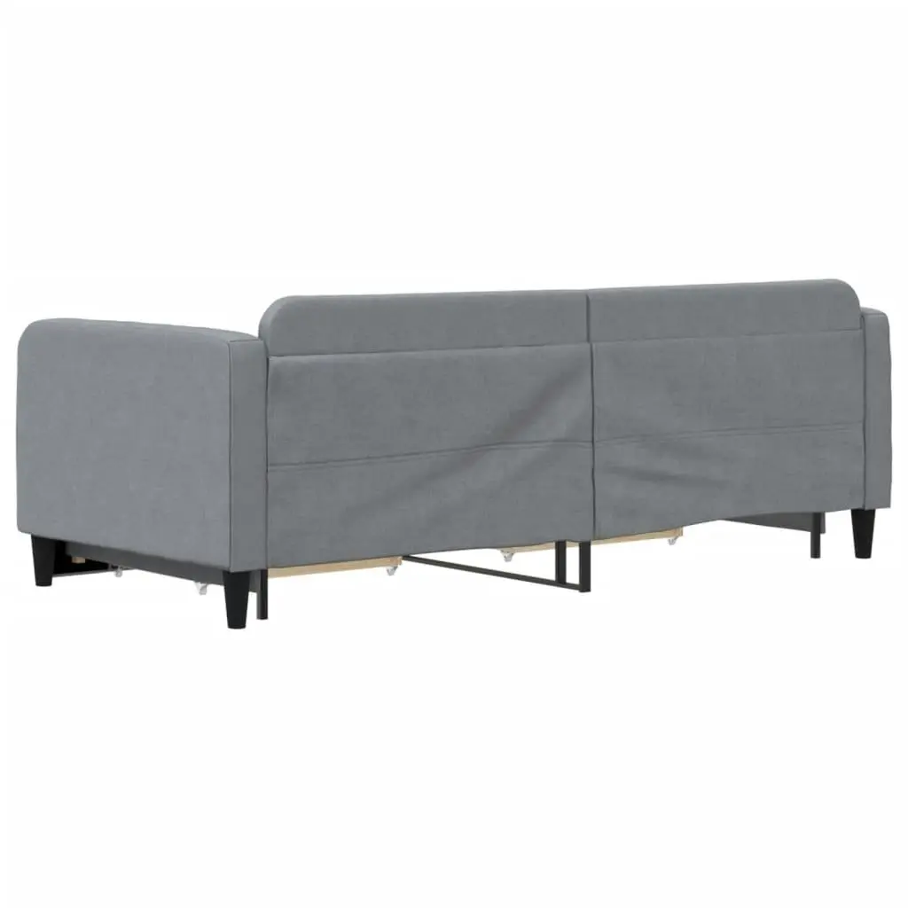 Daybed Sofa Bed with Trundle and Storage Drawers Wooden Frame Metal Supports Grey