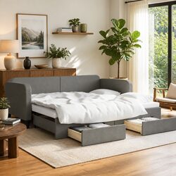 Practical Grey Daybed with Trundle for Home Use