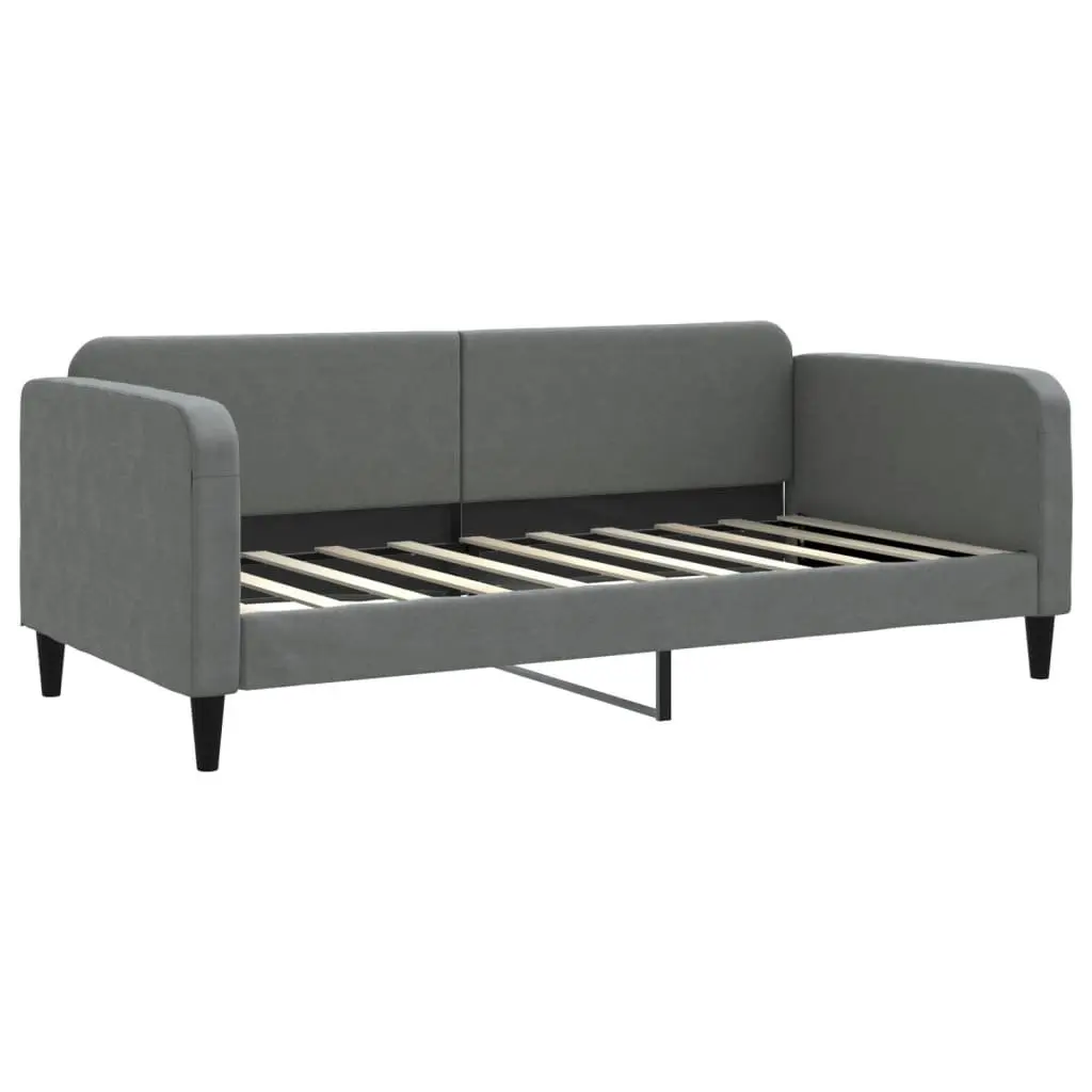 Daybed Sofa Bed with Trundle and Storage Drawers Wood and Metal Grey 90 x 190 cm