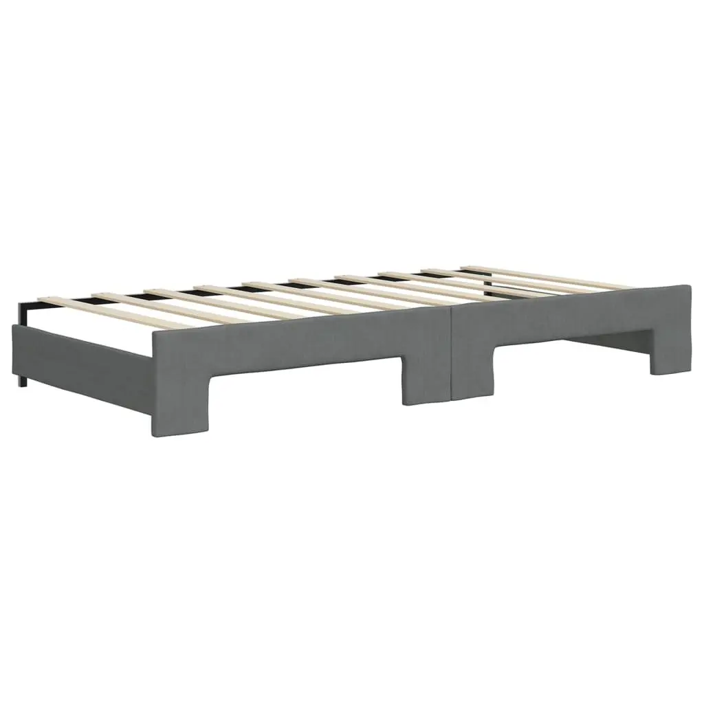 Daybed Sofa Bed with Trundle and Storage Drawers Wood and Metal Grey 90 x 190 cm