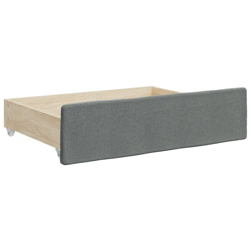Daybed Sofa Bed with Trundle and Storage Drawers Wood and Metal Grey 90 x 190 cm