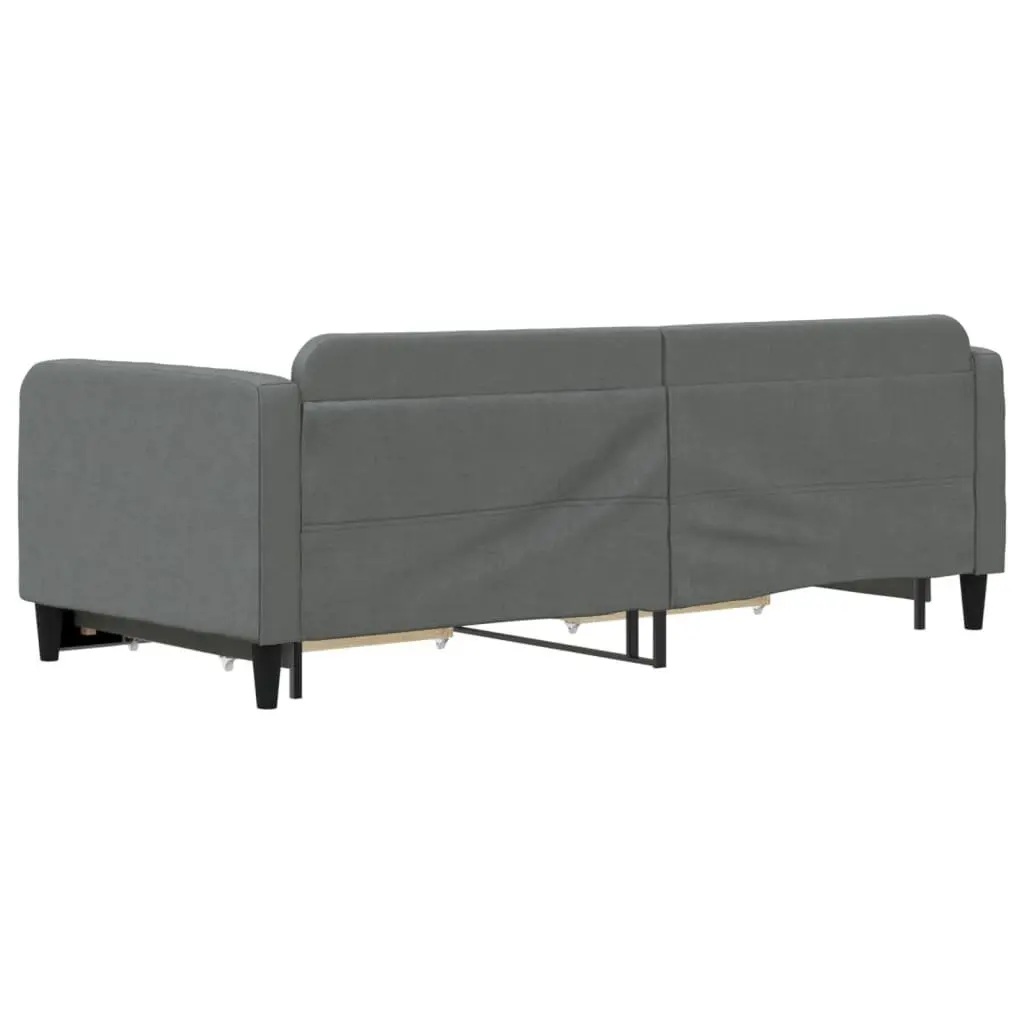 Daybed Sofa Bed with Trundle and Storage Drawers Wood and Metal Grey 90 x 190 cm