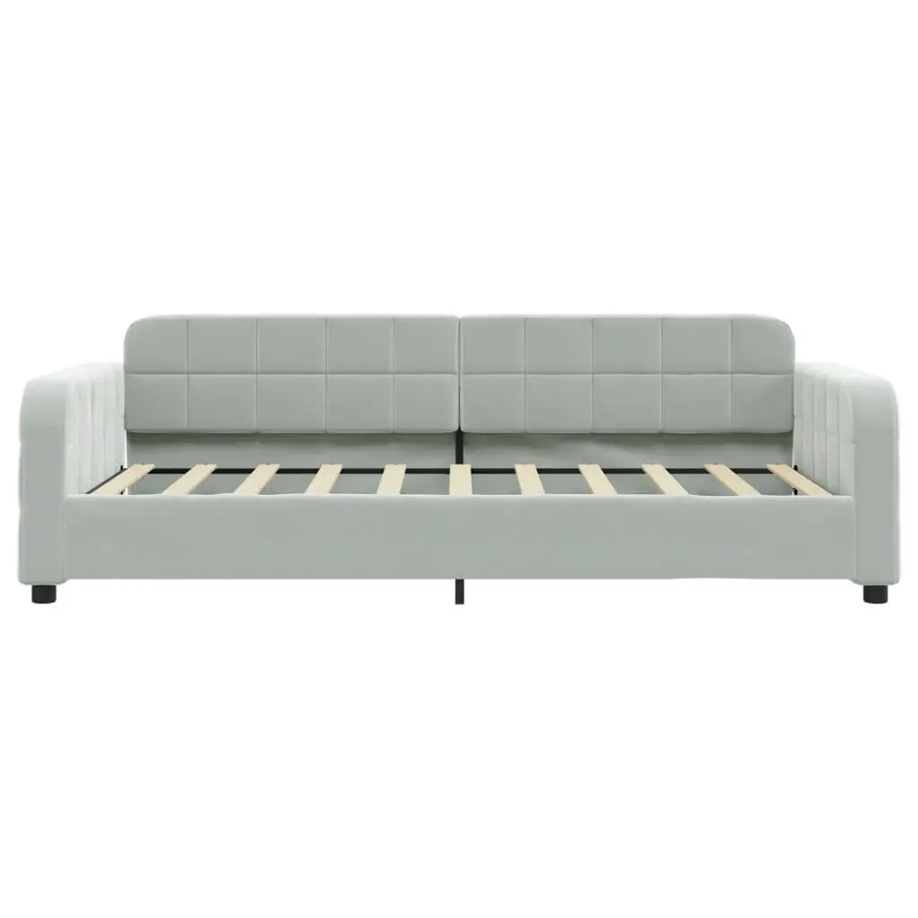 Daybed Sofa Bed with Trundle and Storage Drawers Solid Wood and Metal Frame Grey 90x190cm